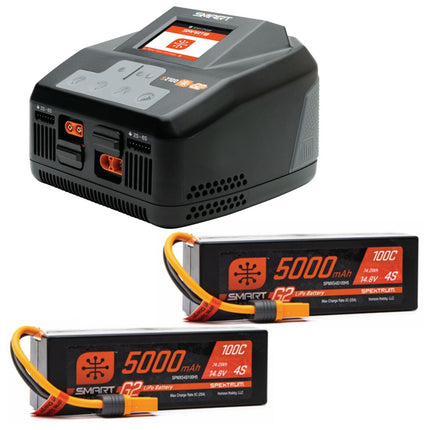 Spektrum Smart Powerstage 8S Bundle: (2) G2 5000mAh 4S LiPo IC5 & S2100 Charger