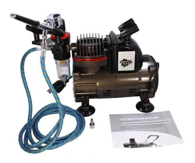 Spaz Stix Dual Action Gravity Feed Airbrush & Air Compressor Combo SZX50000