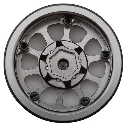 Treal Hobby Type V2 1.9" Beadlock Wheels (Titanium/Silver)