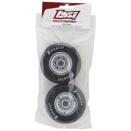 Losi 22S Sprint Front Pre-Mounted Hoosier Tires (Chrome) (2) (Soft) LOS-2430