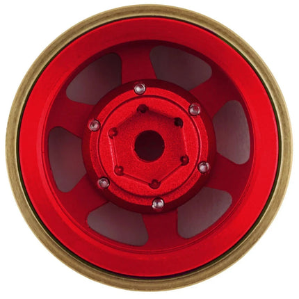 Samix SCX24 Aluminum & Brass Adjustable Offset 1.0" Beadlock Wheels Red 23.75g