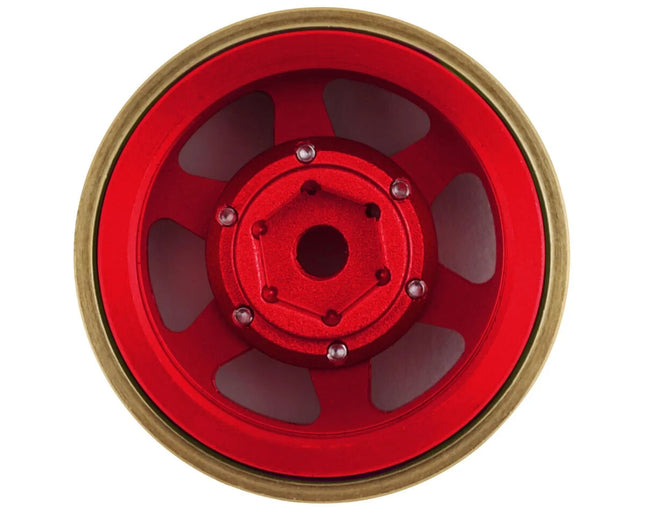 Samix SCX24 Aluminum & Brass Adjustable Offset 1.0" Beadlock Wheels Red 23.75g