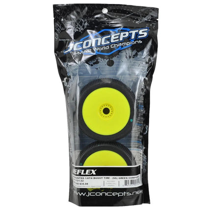 JConcepts Reflex Pre-Mounted 1/8th Buggy Tires (2) (Yellow) (Green) JCO3121-22