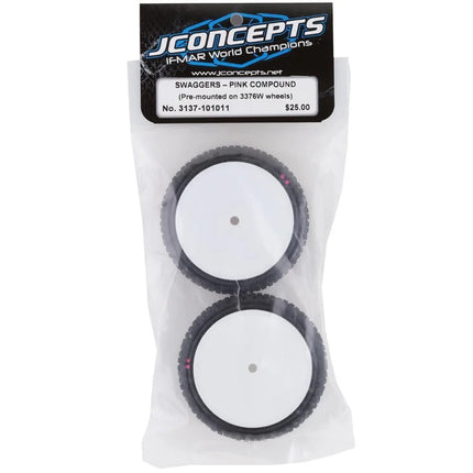 JConcepts Swaggers 2.2" Pre-Mounted 2WD Front Buggy Carpet Tires (White) (2)
