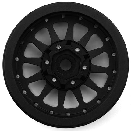 Treal Hobby Type D 1.9" 12-Spoke Beadlock Wheels (Black/Red) (4) TLHTWHEELS-11