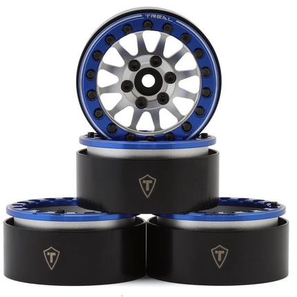 Treal Hobby Type D 1.9" 12-Spoke Beadlock Wheels (Silver/Blue)