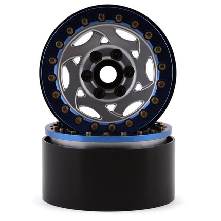 SSD RC SSD00244 1.9"" Champion Beadlock Wheels (Silver/Blue)