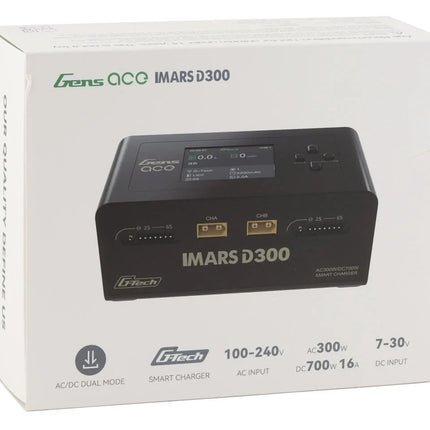 Gens Ace Imars D300 G-Tech Smart Dual AC/DC Charger 6S/16A Blk AC-300W DC-350Wx2