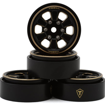 Treal Hobby Type B 1.0" 6-Spoke Brass Beadlock Wheels (Black) (38.7g)