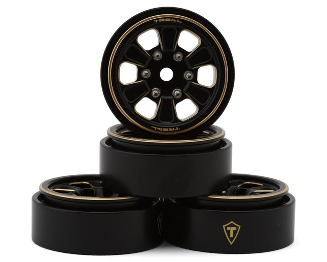 Treal Hobby Type B 1.0" 6-Spoke Brass Beadlock Wheels (Black) (38.7g)