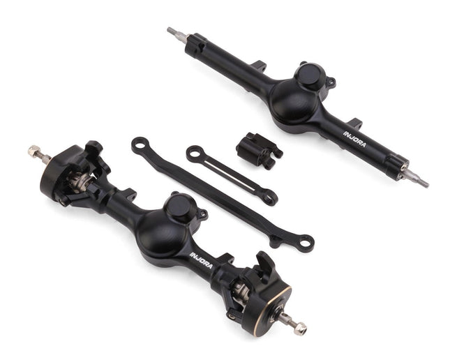 Injora Axial SCX24 +4mm Aluminum Front/Rear Planet Axles (Blk) INJSCX24-190BKFR