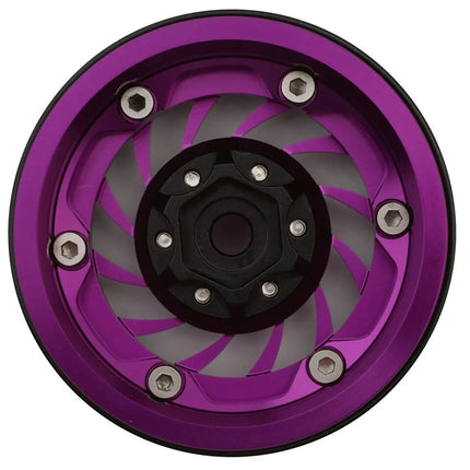 Treal Hobby Cyclone 1.9" Aluminum Beadlock Wheels (Purple) (4) (122.5g)