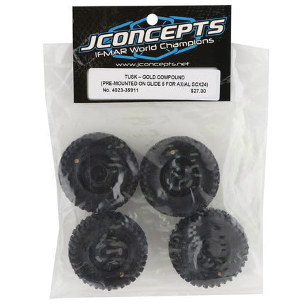 JConcepts Tusk 1.0" Pre-Mounted Tires w/Glide 5 Wheels Gold Comp