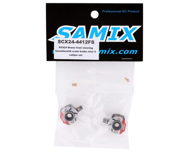 Samix SCX24 Brass Heavy Steering Knuckle Set w/Brake Rotor (2) (9.5g)
