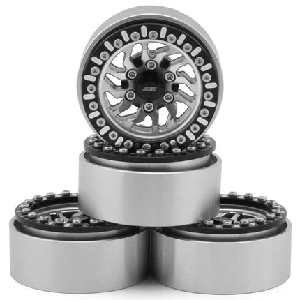 Samix Multi Crawlers Angled Spoke 1.9" Alum Adj Offset Beadlock Wheels Silver