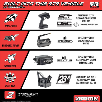 Arrma Vorteks 223S 1/10 BLX Brushless RTR 4WD Stadium Truck Teal ARA4305V4T2