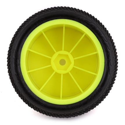 JConcepts Fuzz Bite LP 2.2" Pre-Mounted Rear Buggy Carpet Tires (Yellow)