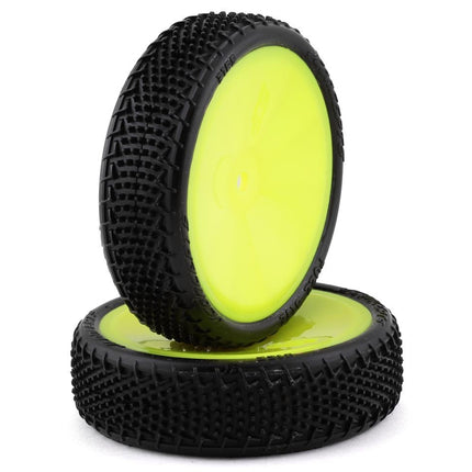 JConcepts Fuzz Bite LP 2.2 Pre-Mounted 2WD Front Buggy Carpet Tires (Yellow) 