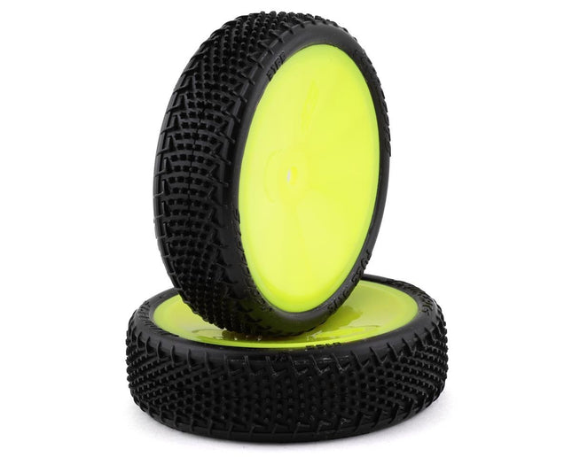 JConcepts Fuzz Bite LP 2.2 Pre-Mounted 2WD Front Buggy Carpet Tires (Yellow) 