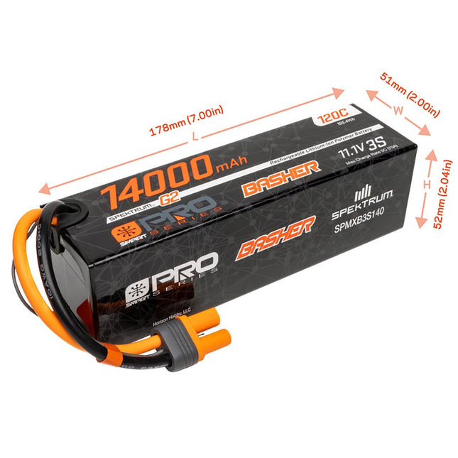 Spektrum SPMXB3S140 11.1V 14000mAh 3S 120C Smart G2 Pro Basher LiPo IC5 New!!