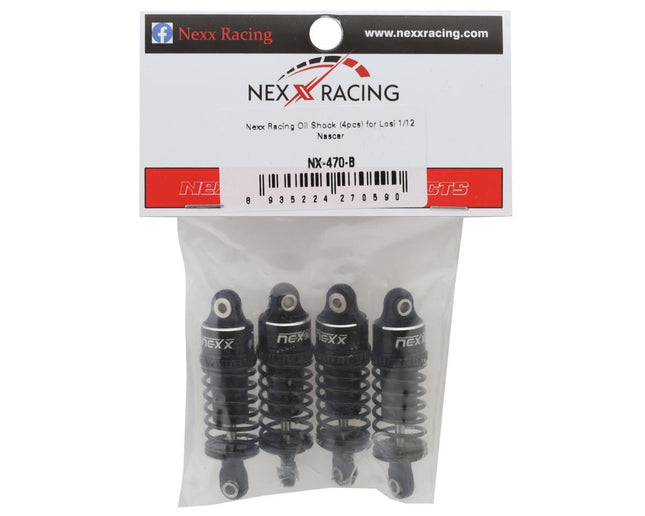 NEXX Racing NX-470-B Losi NASCAR Aluminum Oil-Filled Threaded Shocks (Black) (4)