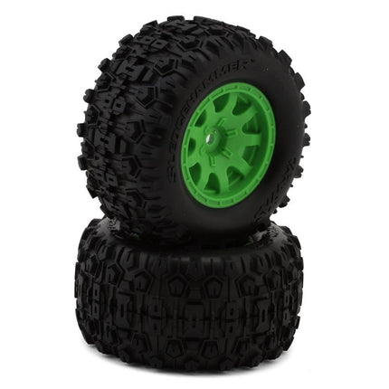 Traxxas Mini Maxx Sledgehammer Rear Pre-Mount Tires Green (2) 10770-GRN
