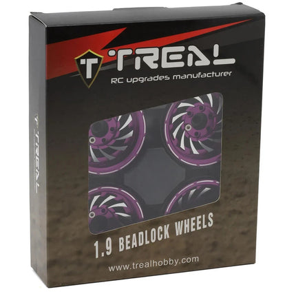 Treal Hobby Cyclone 1.9" Aluminum Beadlock Wheels (Purple) (4) (122.5g)