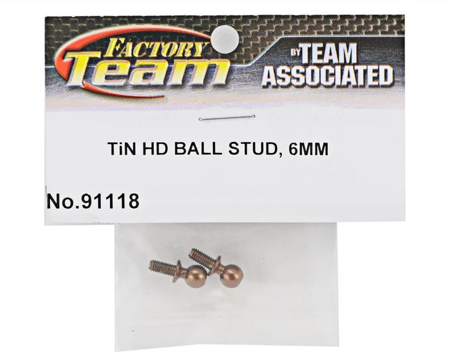 Team Associated Factory Team 6mm Heavy Duty Ti-Nitride Ballstud Set (2) ASC91118
