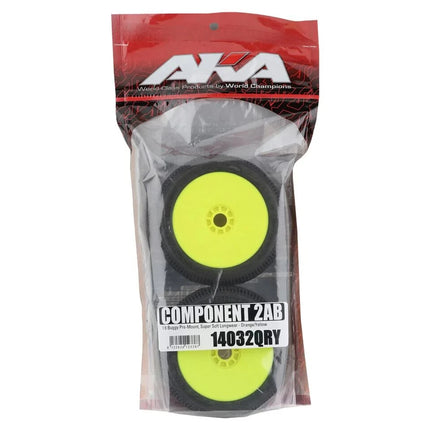 AKA Component 2AB 1/8 Buggy Pre-Mounted Tires (Yellow) Super Soft - Long Wear