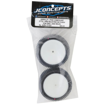 JConcepts Siren LP 2.2" Pre-Mounted Rear Buggy Carpet Tires (White) (2) (Pink) 