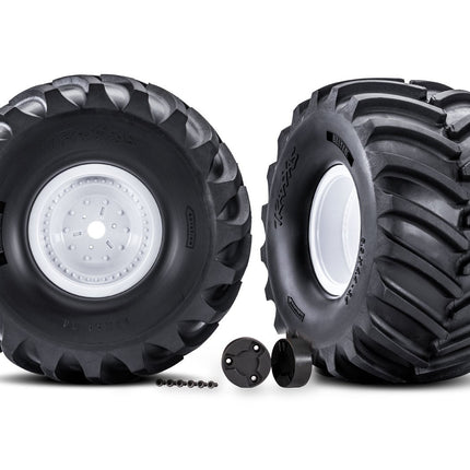 Traxxas White X-Monster Wheels w/ Terra Groove Tires (2) TRA7689