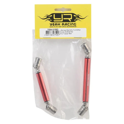 Yeah Racing Stainless Steel Front & Rear Center Shaft for Traxxas TRX-4 (Red)