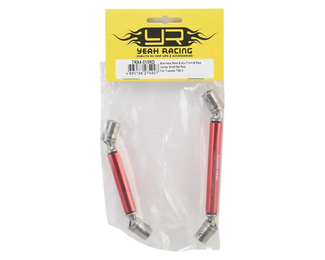 Yeah Racing Stainless Steel Front & Rear Center Shaft for Traxxas TRX-4 (Red)
