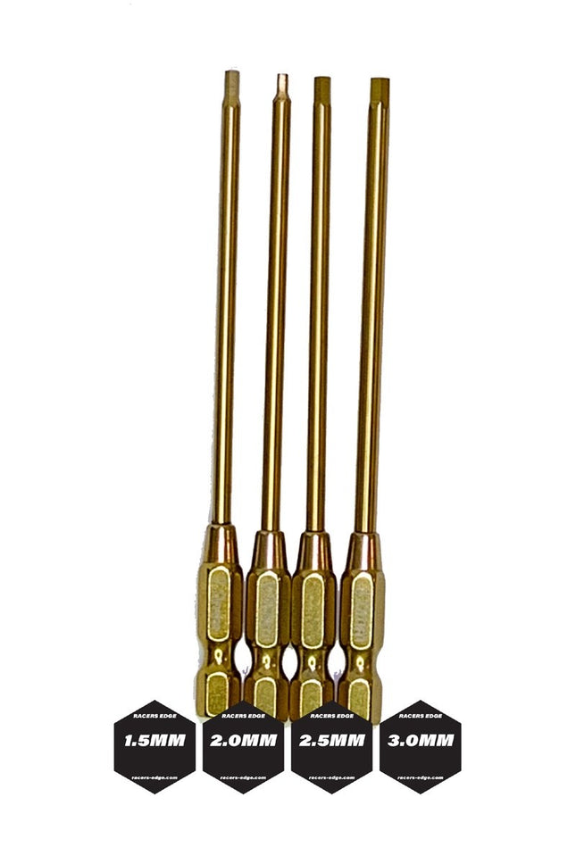 Racers Edge Metric TiN Coated Hex Bit Set w/1.5mm,2.0mm,2.5mm and 3.0mm RCE7201