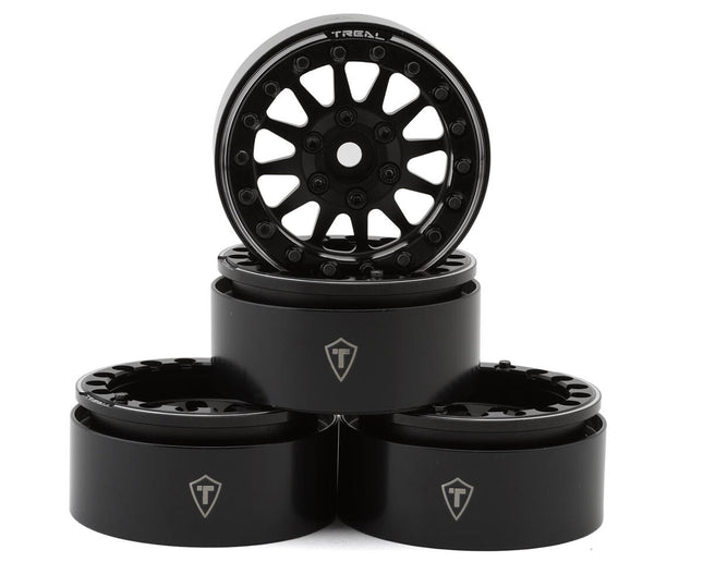 Treal Hobby Type D 1.9" 12-Spoke Beadlock Wheels Black TLHTWHEELS09