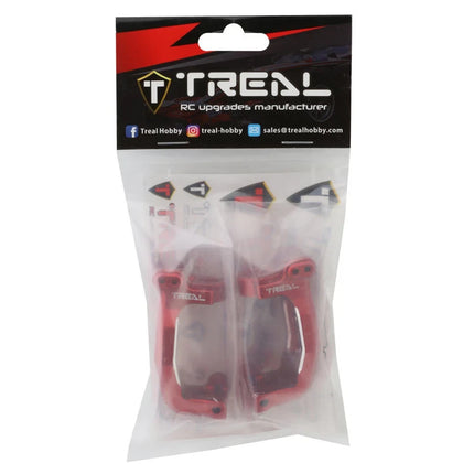 Treal Hobby Aluminum Front C Hub Spindle Carriers for Traxxas Sledge (Red) 