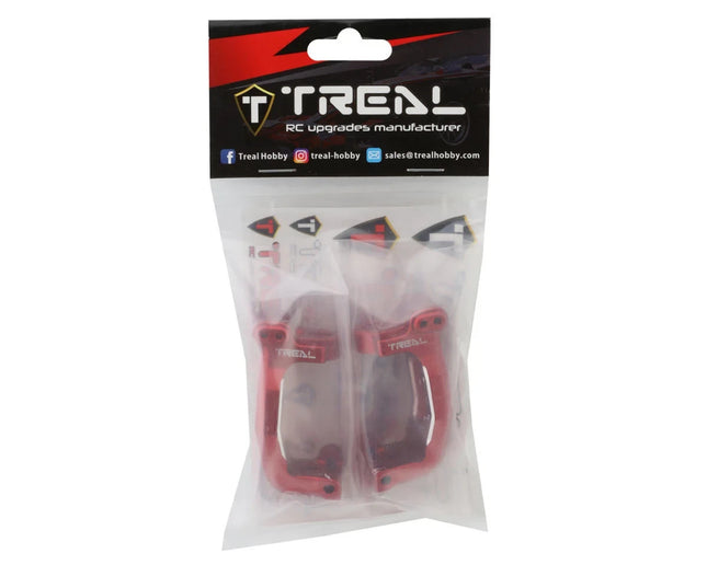 Treal Hobby Aluminum Front C Hub Spindle Carriers for Traxxas Sledge (Red) 