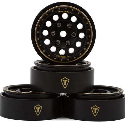 Treal Hobby Type A 1.0" 12-Hole Brass Beadlock Wheels (Black) (40g)