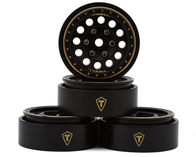 Treal Hobby Type A 1.0" 12-Hole Brass Beadlock Wheels (Black) (40g)
