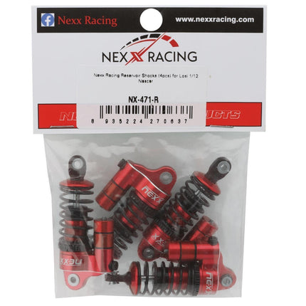 NEXX Racing Losi NASCAR Aluminum Oil-Filled Threaded Reservoir Shocks (Red)