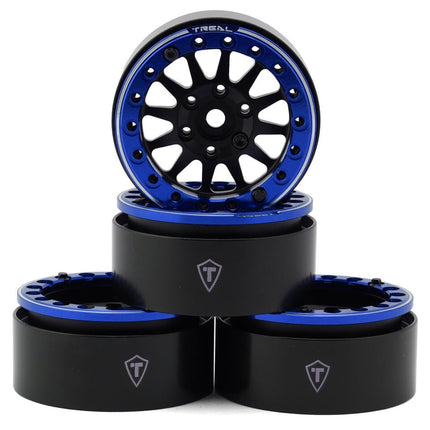 Treal Hobby Type D 1.9" 12-Spoke Beadlock Wheels Black/Blue TLHTWHEELS10
