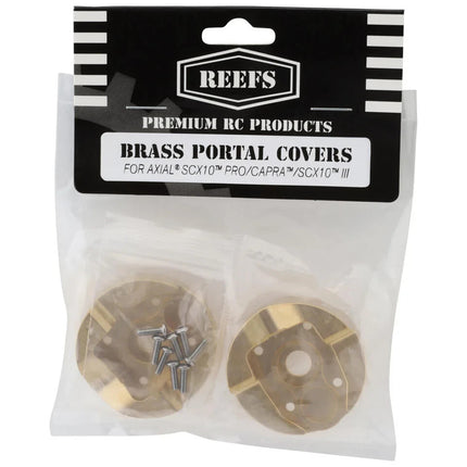 Reefs RC Axial SCX10 Pro Brass Outer Portal Covers (Gold) (2) (89g)