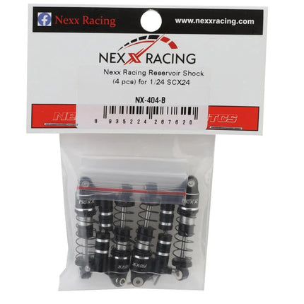 NEXX Racing SCX24 36mm Aluminum Oil-Filled Threaded Reservoir Shocks (Black)