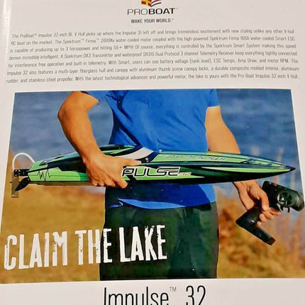 Pro Boat Impulse 32" Deep-V RTR Brushless Boat Black/Green PRB08037T1 New!!