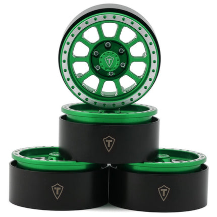 Treal Hobby Type V2 1.9" Beadlock Wheels (Green/Silver)