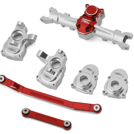 Treal Hobby Axial SCX24 Front Portal Axle Upgrade Kit (Silver/Red) TLHTSCX24-187