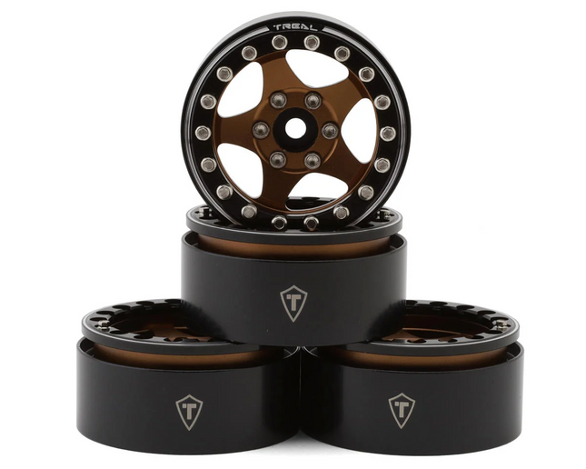 Treal Hobby 1.9" Type E Classic 5-Spoke Beadlock Wheels Bronze/Black 126g ea