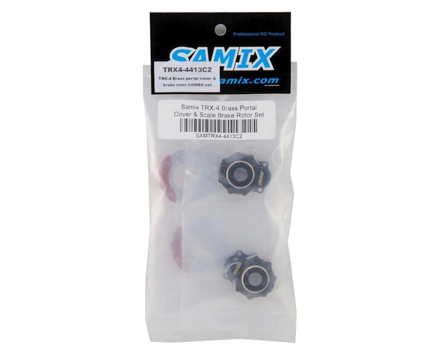 Samix Brass Portal Covers for Traxxas TRX-4 (2) (27.5g) w/Scale Brake Rotors