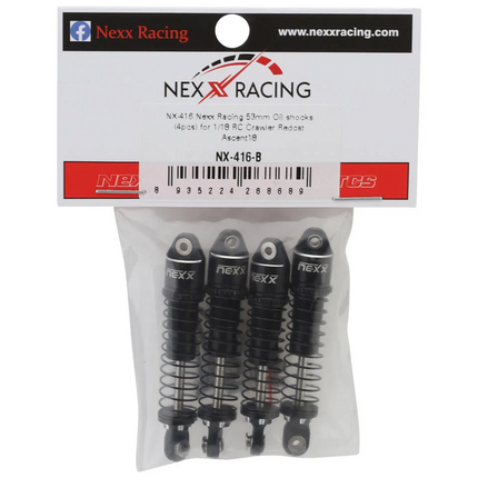 NEXX Racing NX-416-B Redcat Ascent18 53mm Oil-Filled Shocks (Black) (4)