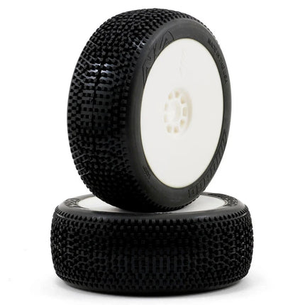 AKA Impact 1/8 Buggy Pre-Mounted Tires (2) White (Soft - Long Wear) AKA14007XRW